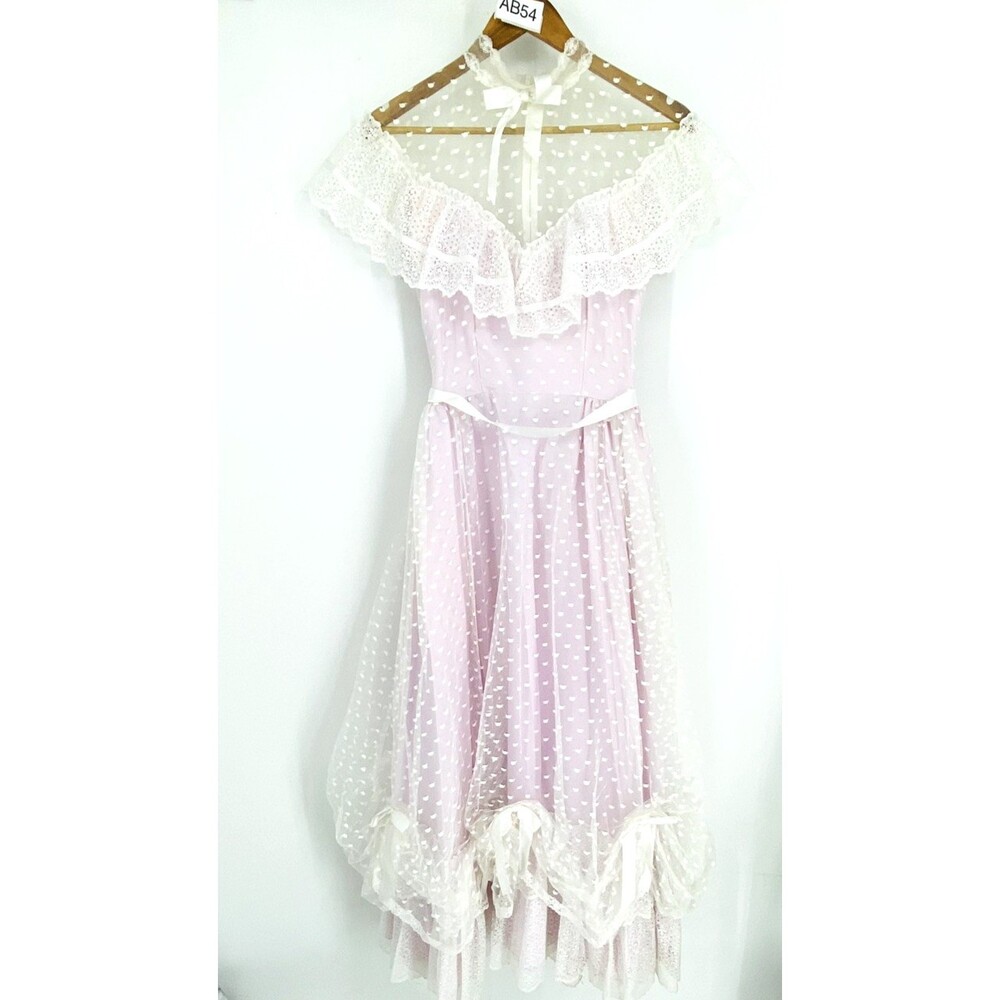 Vintage Dance Allure Alfred Angelo Victorian Prom Dress Sz 9/10 Lavender Lace